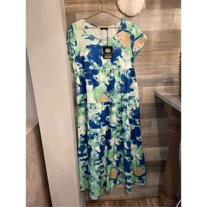 Just Fashion Now NWT watercolor tiered maxi dress w/pockets women’s medium